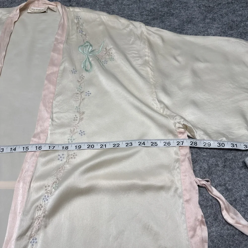Vintage Victorias Secret silk robe slip dress set large embroidered coquette